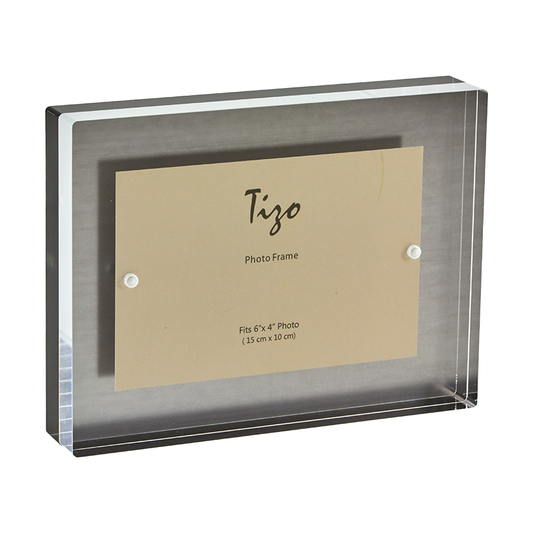 Lucite Picture Frame Silver Block