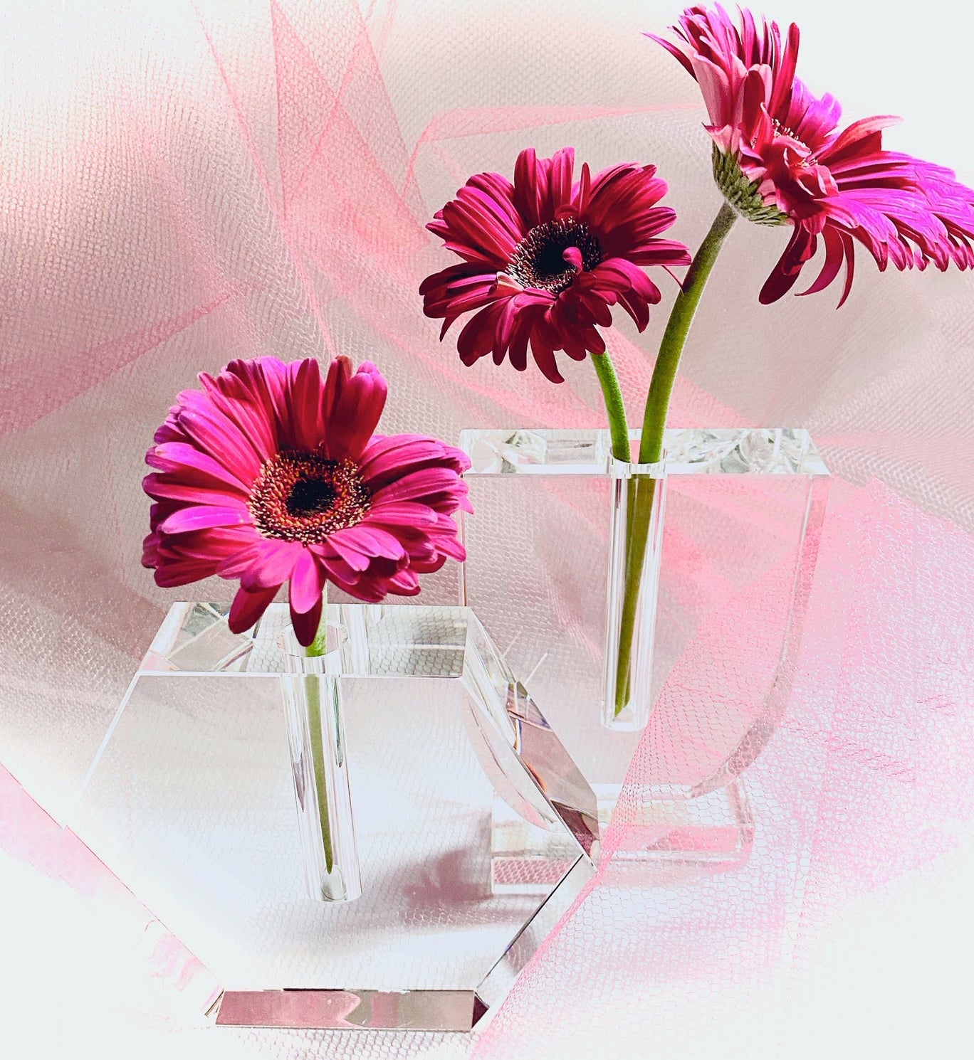 Crystal Glass Bud Vase - U Shape