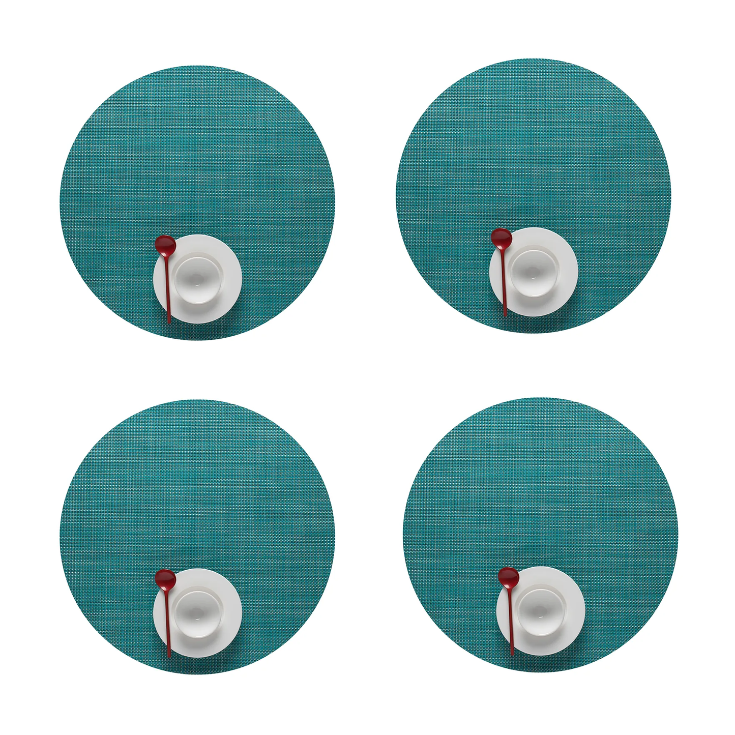 Chilewich Mini Basketweave Round Tablemat - Turquoise (Set of 4)