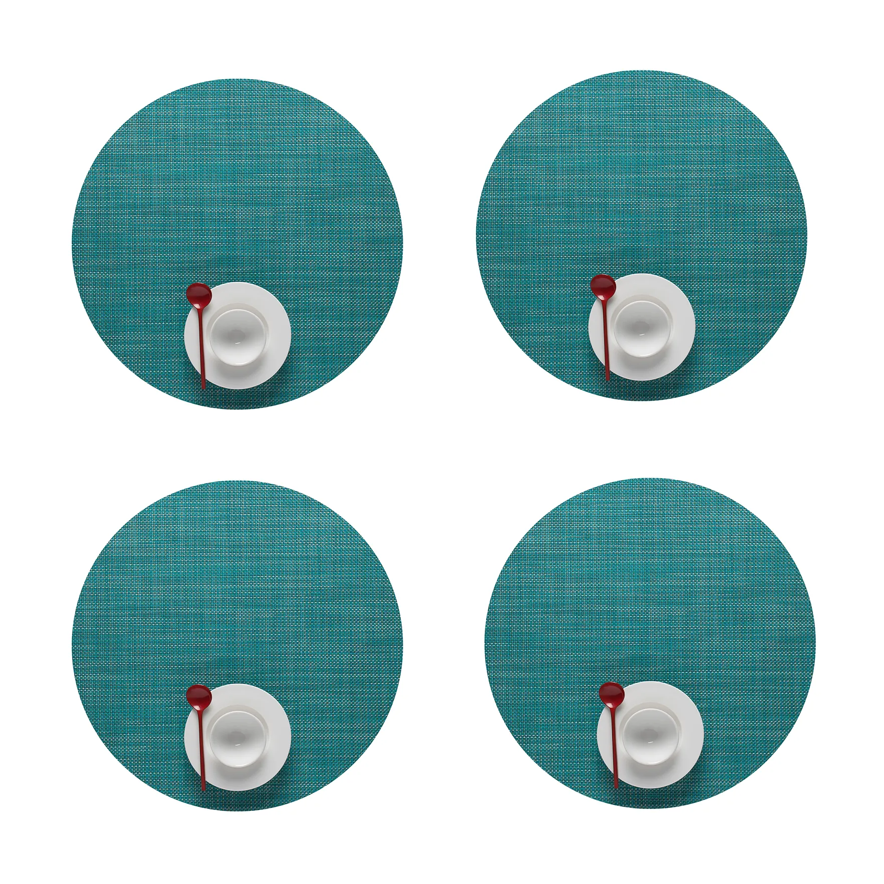 Chilewich Mini Basketweave Round Tablemat - Turquoise (Set of 4)