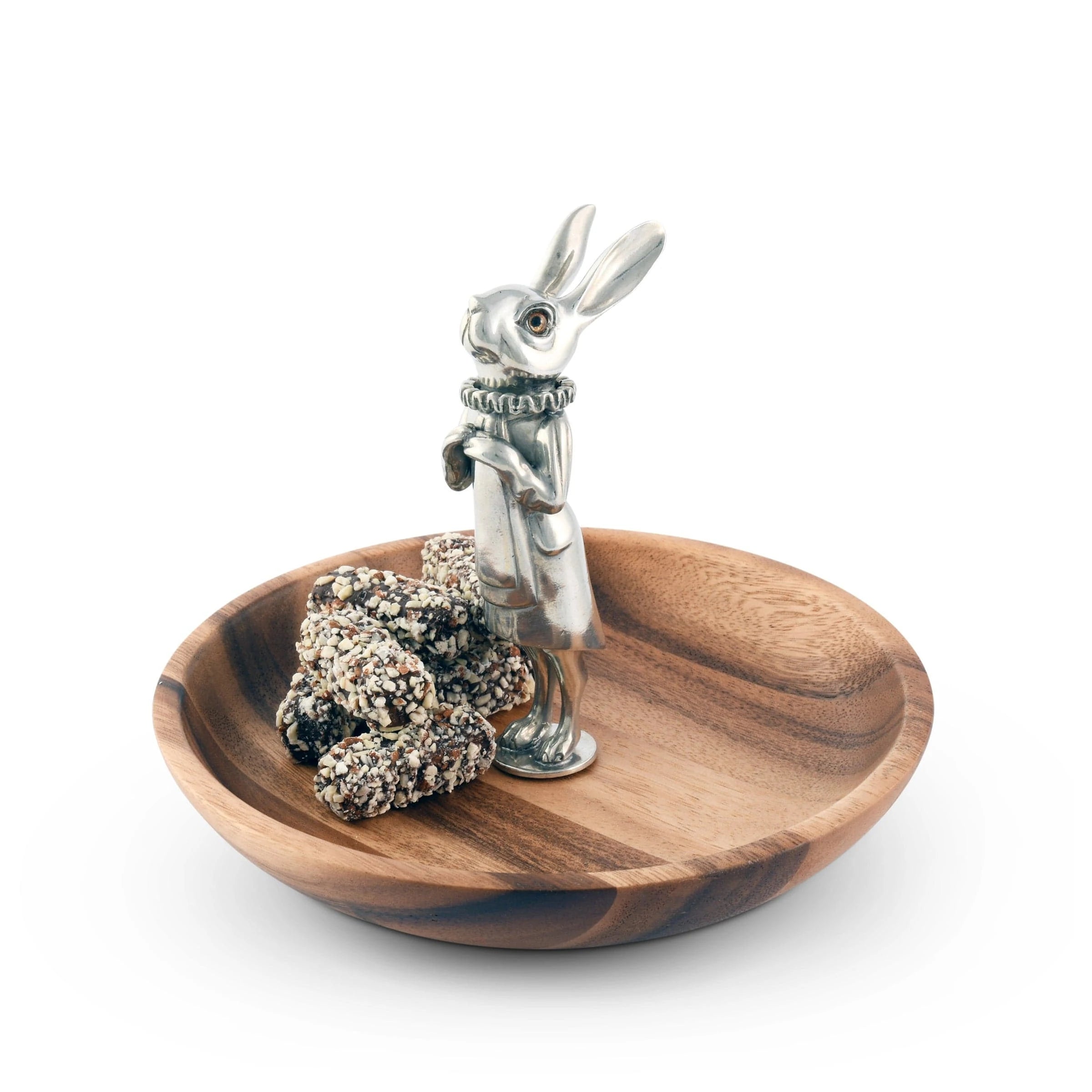 Vagabond House Whimsical Bunny Wood Tidbit Bowl