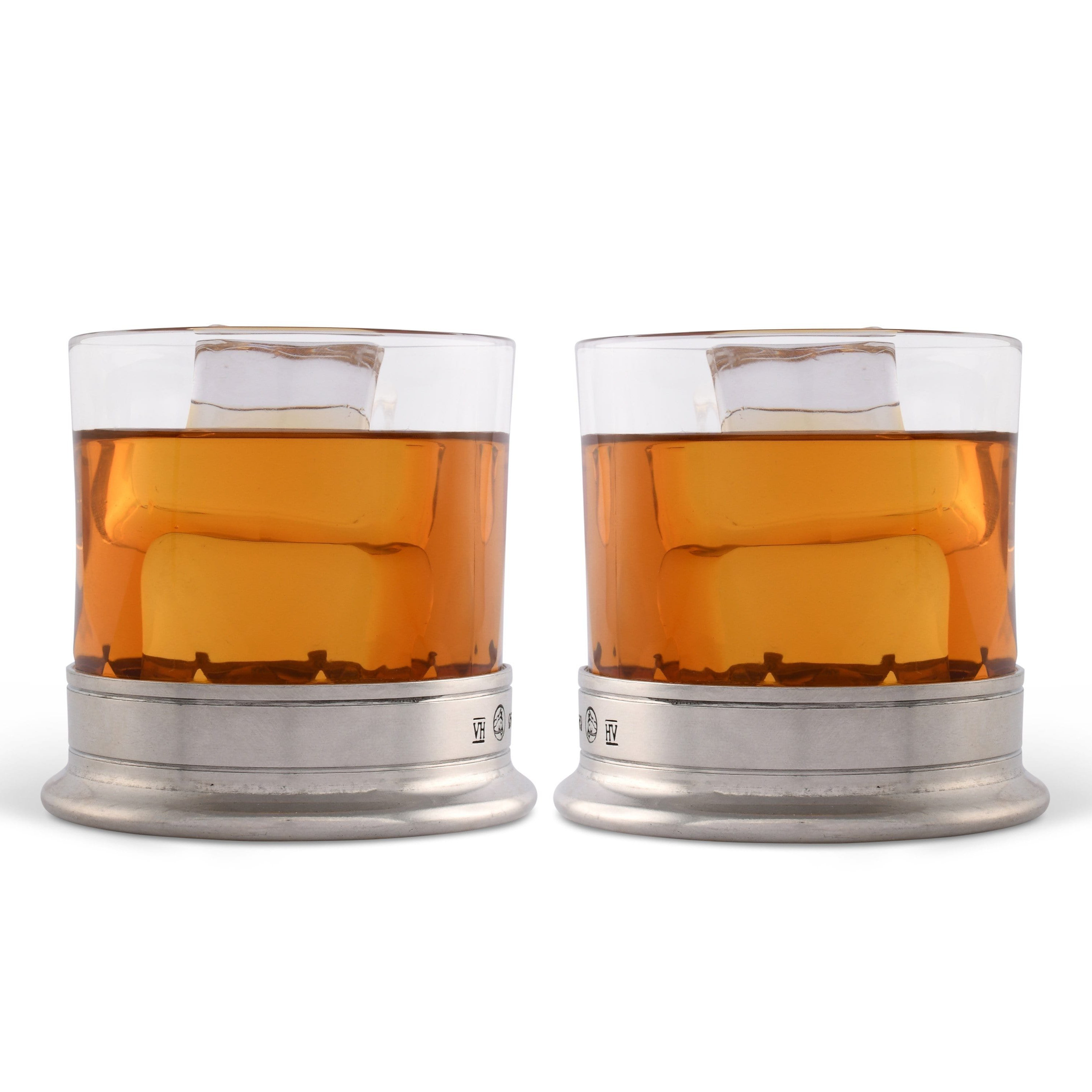 Double Old Fashioned Hatched Glass - Set of 2