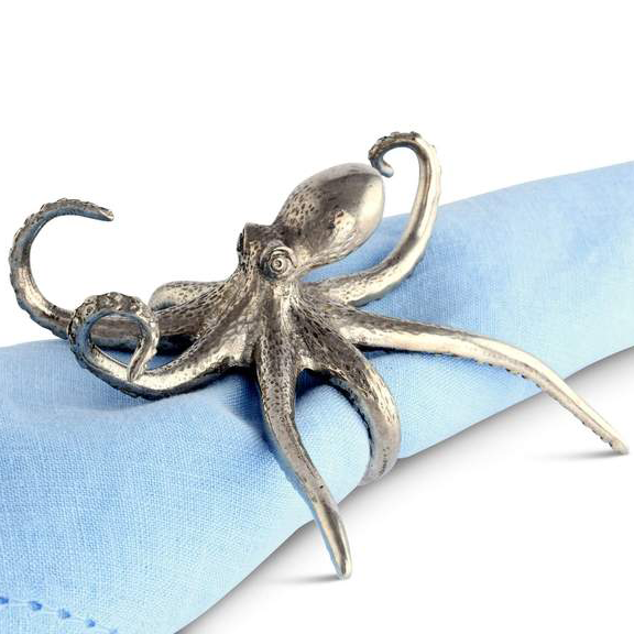 Pewter Octopus Napkin Ring (Set of 2)