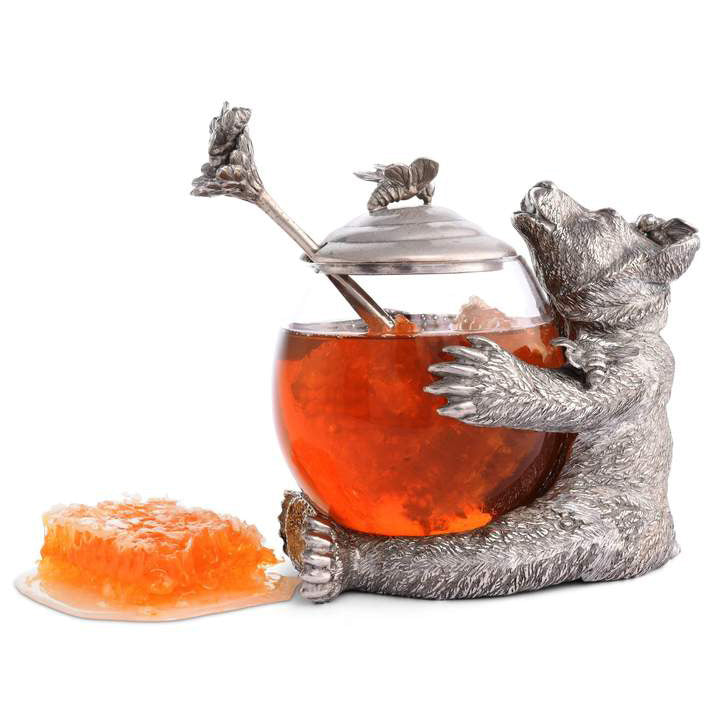 Pewter Bear Honey Pot