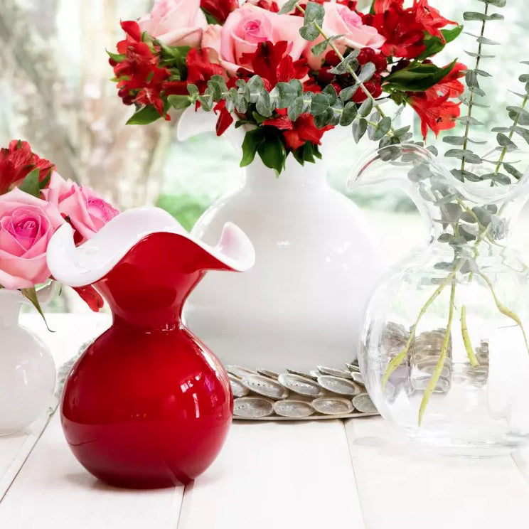 Hibiscus Glass Red Vase