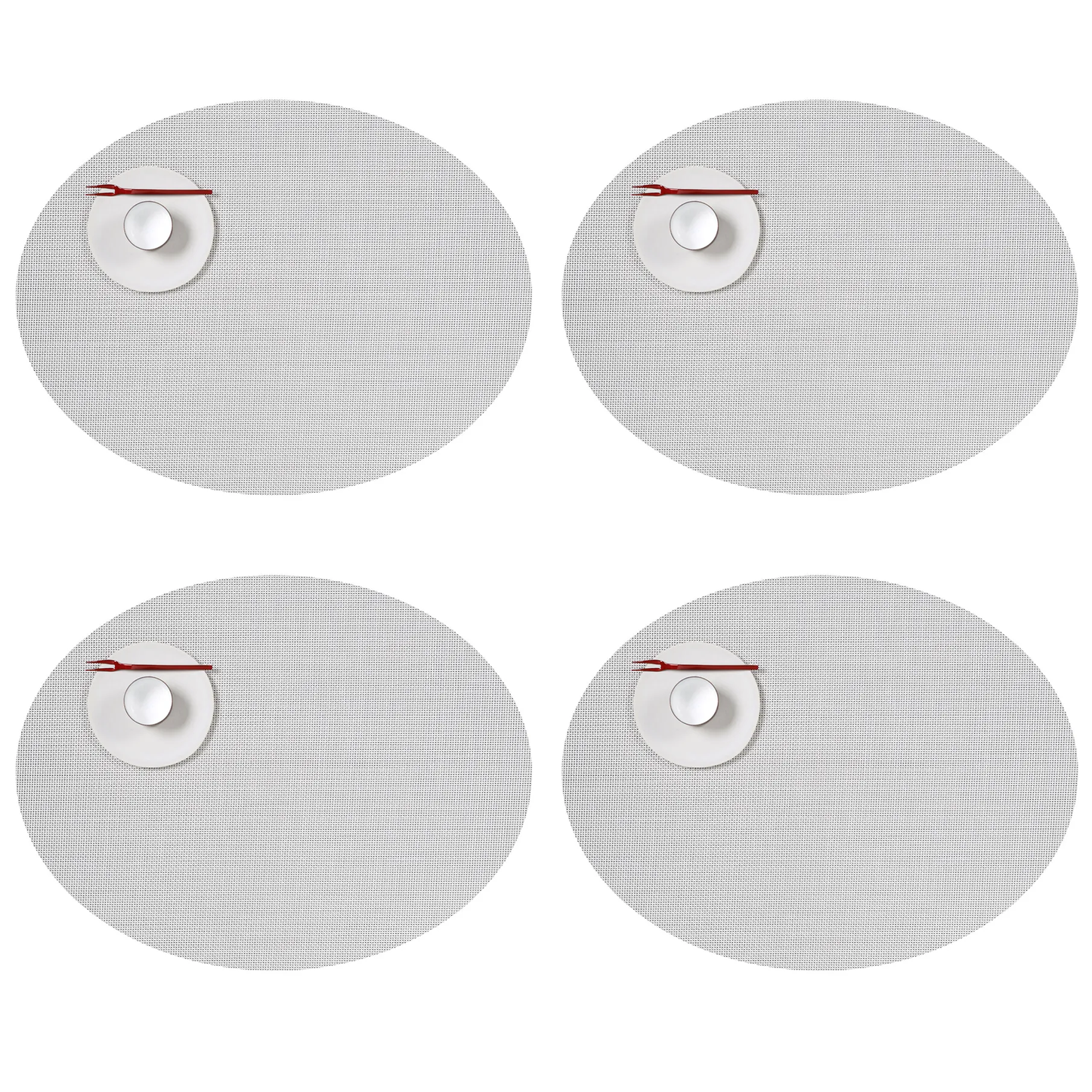 Mini Basketweave Oval Tablemat - White (Set of 4)