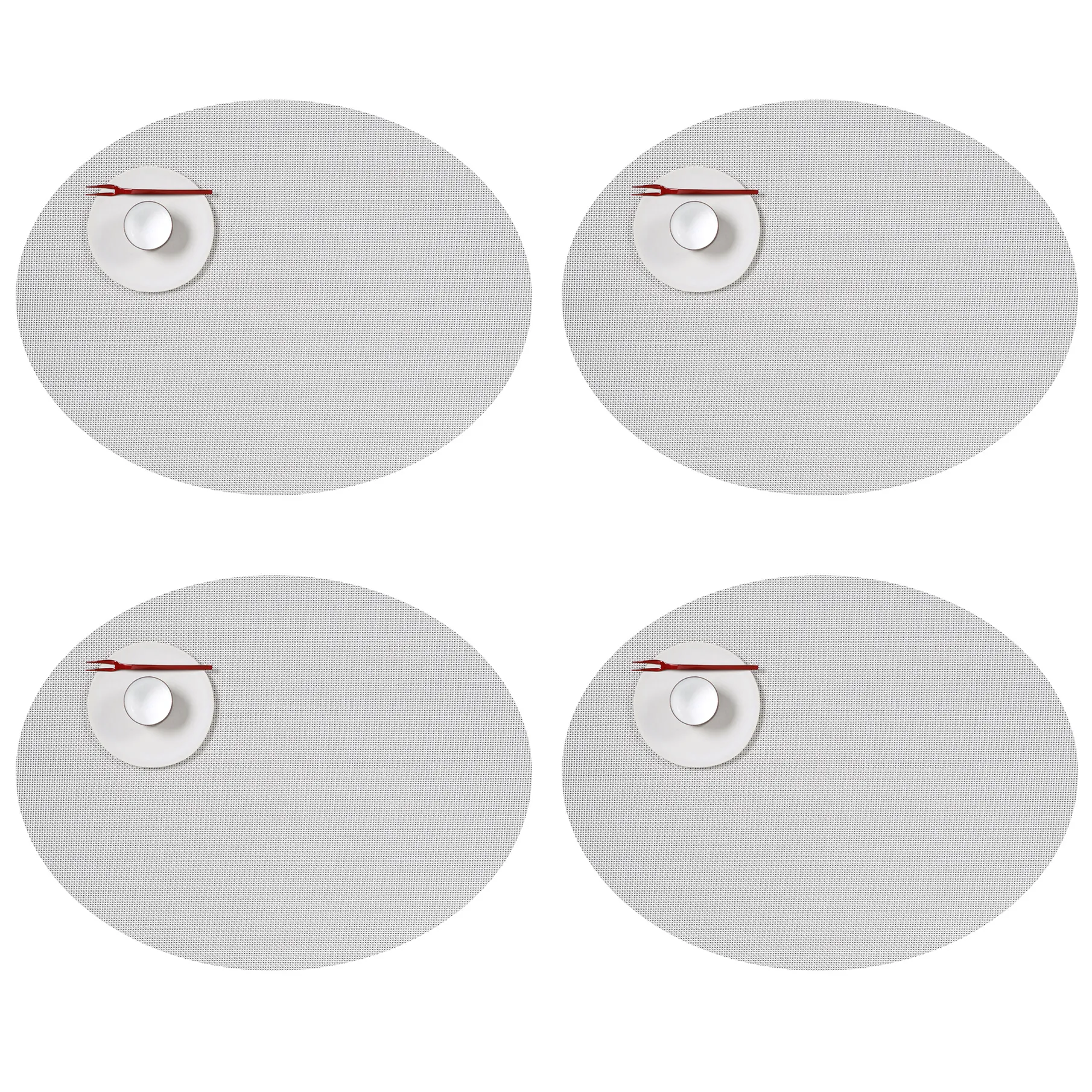 Mini Basketweave Oval Tablemat - White - Set of 4