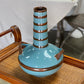 Blue/Brown Ribbed Vase with Handle